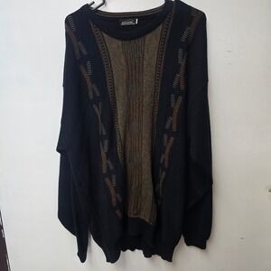 Vintage Cooper Coogi Style Knit Sweater Navy Blue Wool Blend 2XLT Made in Canada